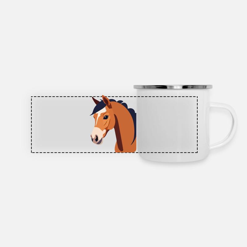 Horse Head Brown Horse - Panoramic Camper Mug - white