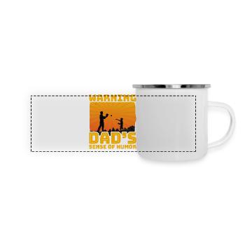 Warnung Papas Sinn für Humor - Panorama Emaille-Tasse - Weiß - Vorne