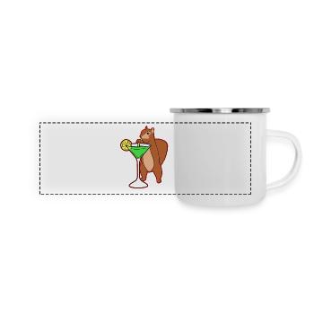Eichhörnchen Trinkcocktail Lustige Streifenhörnchen Nüsse - Panorama Emaille-Tasse - Weiß - Vorne