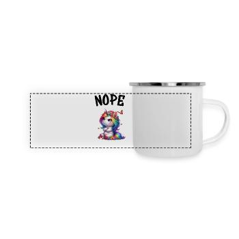 Einhorn Spruch Nope Jungen und Mädchen Fabelwesen - Panorama Emaille-Tasse - Weiß - Vorne