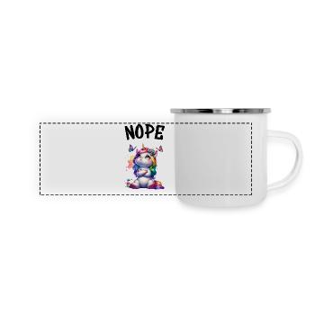 Einhorn Spruch Nope Jungen und Mädchen Fabelwesen - Panorama Emaille-Tasse - Weiß - Vorne