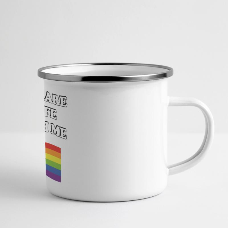 Vous êtes en sécurité avec moi Drapeau de progrès de la fierté inclusive Mug panoramique émaillé