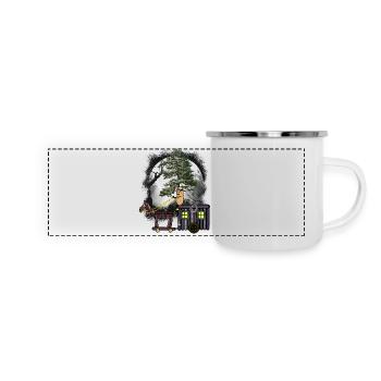 Halloween Voyage Cacahuète Calèche Forêt Nature - Mug panoramique émaillé - blanc - Devant