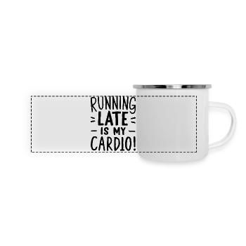 Être en retard est ma citation cardio - Mug panoramique émaillé - blanc - Devant