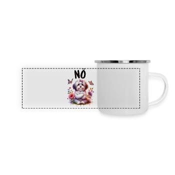 Drôle de dicton havanais non pour les amoureux des chiens - Mug panoramique émaillé - blanc - Devant