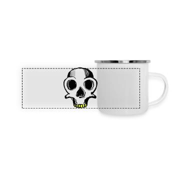 Skull (dreifarbig) - Panorama Emaille-Tasse - Weiß - Vorne