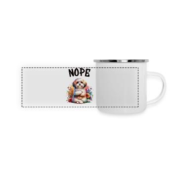 Drôle de dicton havanais non pour les amoureux des chiens - Mug panoramique émaillé - blanc - Devant