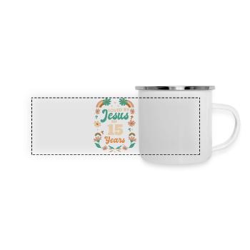 Loved By Jesus For 15 Years 15th Birthday - Panoramic Camper Mug - white - Front