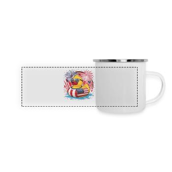 Patriotisches Gummi-Entchen amerikanischer Flagge - Panorama Emaille-Tasse - Weiß - Vorne