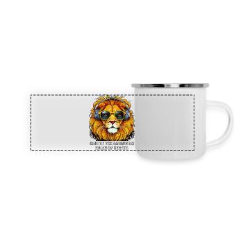 ROI DE LA SAVANE, SOUVERAIN DES CŒURS - Mug panoramique émaillé - blanc - Devant