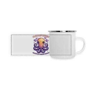 Lustiges Kraken Kopffüßer Tintenfisch Geschenk - Panorama Emaille-Tasse - Weiß - Vorne
