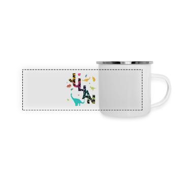 JULIAN - Beautiful boy name with dinosaur - Panoramic Camper Mug - white - Front