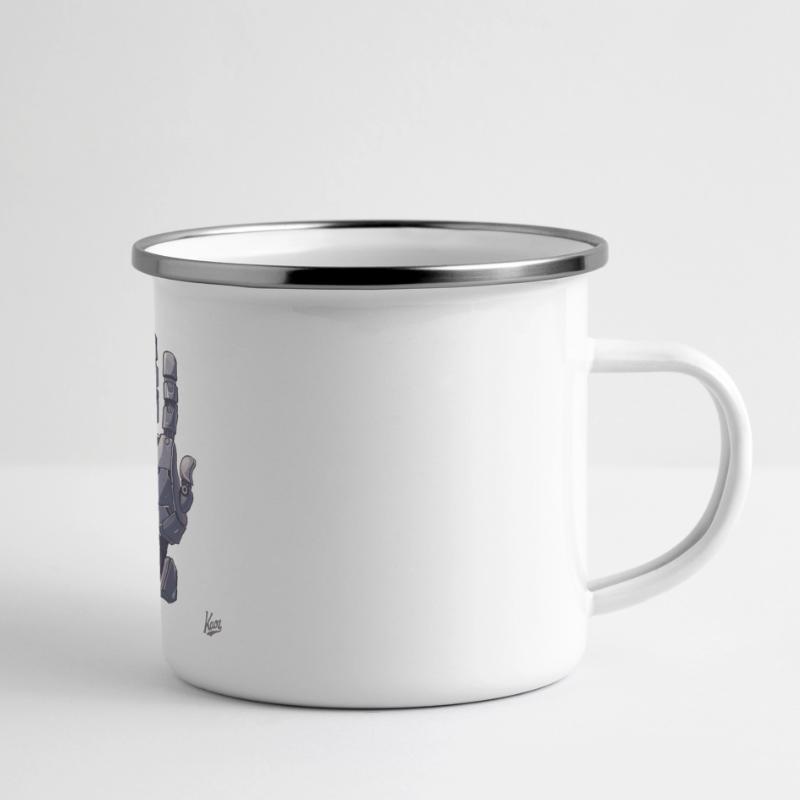 Roboter- oder Cyborg-Hand Panorama Emaille-Tasse