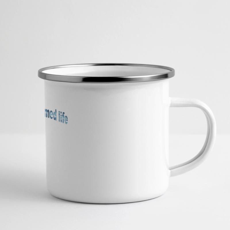 Programmiertes Leben Typografie Programmed Life Panorama Emaille-Tasse
