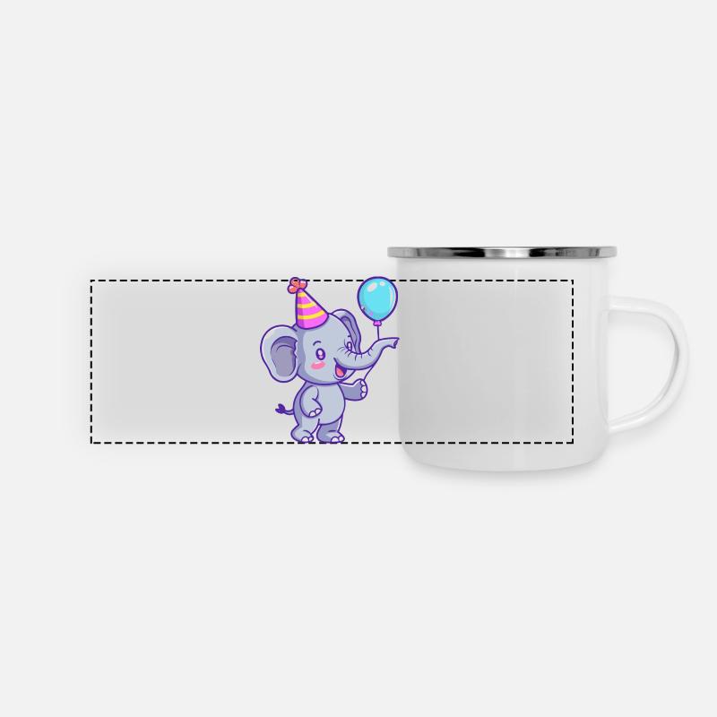 Éléphant Anniversaire Bébé - Mug panoramique émaillé - blanc
