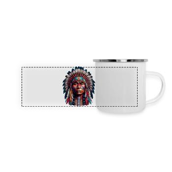 Amerikanisch, Indianer, Amerikaner - Panorama Emaille-Tasse - Weiß - Vorne