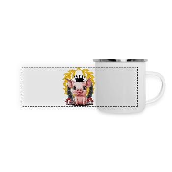 Schwein Glücksbringer Hufeisen Sieger Sieg Erfolg - Panorama Emaille-Tasse - Weiß - Vorne