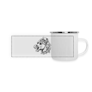 Cheval, Chevaux, Drôle, Drôle, Drôle, Cheval, Cavalier - Mug panoramique émaillé - blanc - Devant
