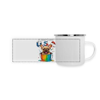 FRENCHIE USA - Panorama Emaille-Tasse - Weiß - Vorne