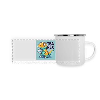 Tea Rex – Dino buveur de thé - Mug panoramique émaillé - blanc - Devant