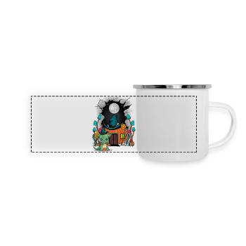 Kürbis Halloween Drache Drachen Kind Kinder Baby - Panorama Emaille-Tasse - Weiß - Vorne
