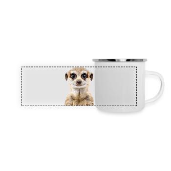 Erdmännchen - Panorama Emaille-Tasse - Weiß - Vorne