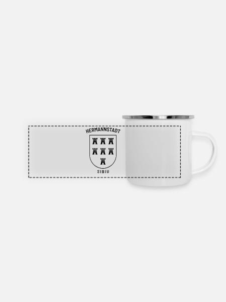 Hermannstadt Sibiu Tshirt Design - Panorama Emaille-Tasse - Weiß