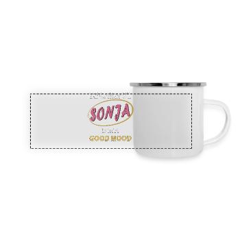 SONJA IS IN A GOOD MOOD - Panorama Emaille-Tasse - Weiß - Vorne
