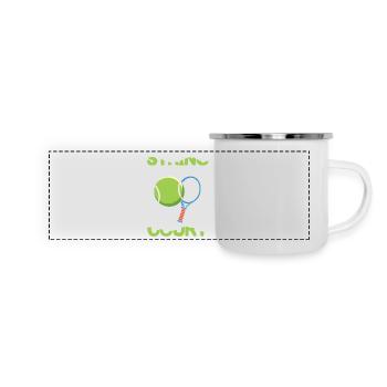 String Theory Expert On Court - Panorama Emaille-Tasse - Weiß - Vorne