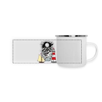 maritime, seagulls, seagull, lighthouse, sailing ship, boat - Panoramic Camper Mug - white - Front