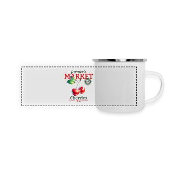 Cerises du marché fermier - Mug panoramique émaillé - blanc - Devant
