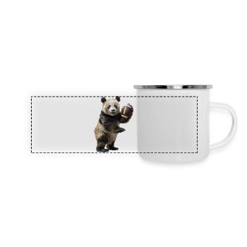 Ballon de football panda géant - Mug panoramique émaillé - blanc - Devant