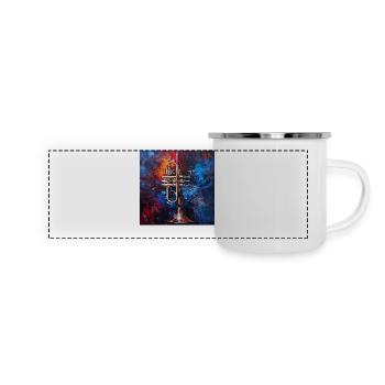 Trompete - Panorama Emaille-Tasse - Weiß - Vorne