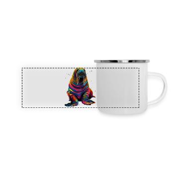 Walross - Panorama Emaille-Tasse - Weiß - Vorne