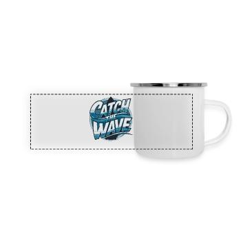 Catch the Wave für einen Surfer Wellenreiter - Panorama Emaille-Tasse - Weiß - Vorne