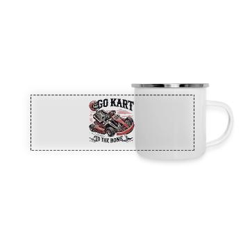 Du karting au squelette osseux du coureur - Mug panoramique émaillé - blanc - Devant