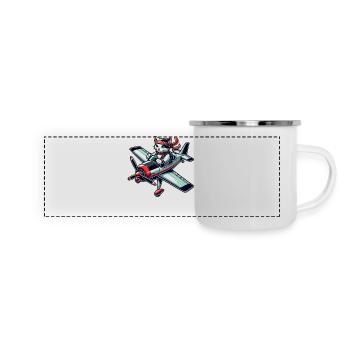 Cat Pilot Propeller Airplane Flying - Panoramic Camper Mug - white - Front