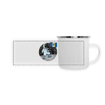 Astronaut Fahne Barbados - Panorama Emaille-Tasse - Weiß - Vorne