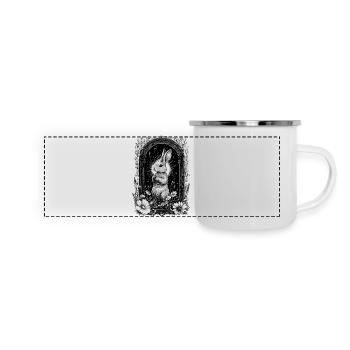 Bohemian Boho Hase Hasenmotiv Frühling Cottagecore - Panorama Emaille-Tasse - Weiß - Vorne