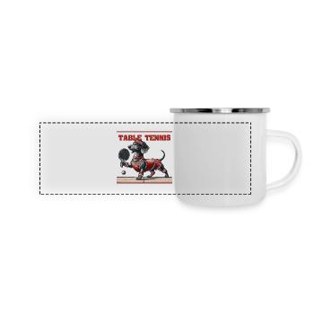 Dachshund Dog Retro Table Tennis Game - Panoramic Camper Mug - white - Front