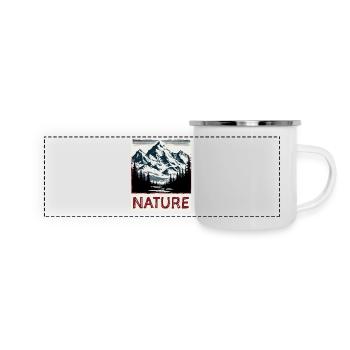 Natur Panorama Portrait von Bergen Wald See Blick - Panorama Emaille-Tasse - Weiß - Vorne
