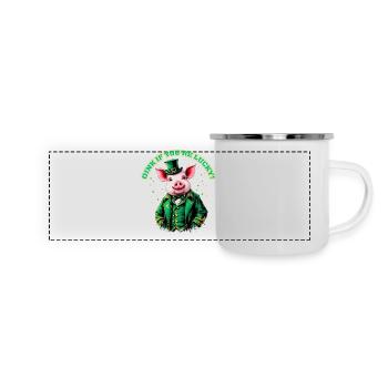 Oink, du hast Glück - Panorama Emaille-Tasse - Weiß - Vorne
