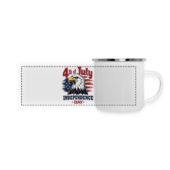 Amerika USA Adler 4th July Independence Day - Panorama Emaille-Tasse - Weiß - Vorne