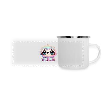 Super Cute Kawaii Baby Sloth - Panorama Emaille-Tasse - Weiß - Vorne