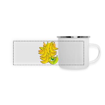 Banane Bananen Obst Exotisch Frucht Spinne - Panorama Emaille-Tasse - Weiß - Vorne