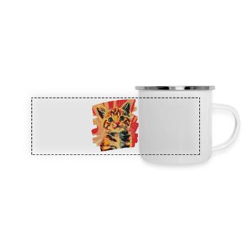 Kätzchen - Panorama Emaille-Tasse - Weiß - Vorne