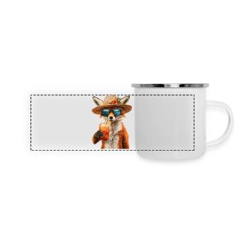 Fuchs - Panorama Emaille-Tasse - Weiß - Vorne