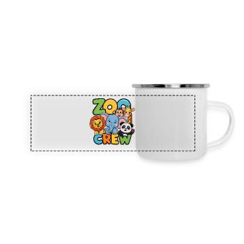 Lustiges Zoo Crew Tierdesign - Panorama Emaille-Tasse - Weiß - Vorne