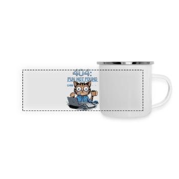 404 Fun Not Found - Funny Cat Coffee Work Meme - Panoramic Camper Mug - white - Front