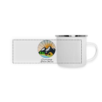 Camping-Abenteuer - Panorama Emaille-Tasse - Weiß - Vorne